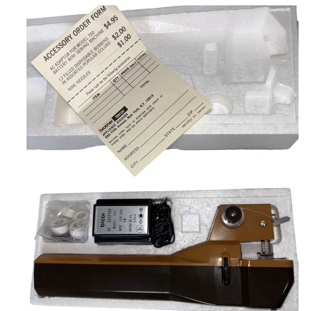 Vintage Bicor Mini Sewing Machine Model 705 Handheld Portable Brother‎ AC/DC